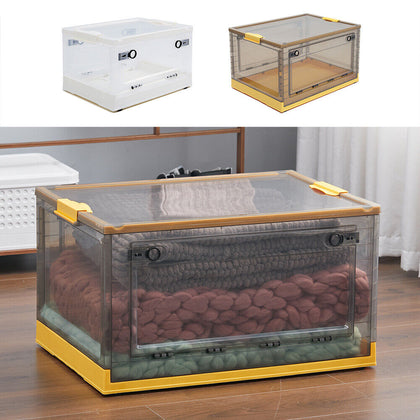 Mobile Storage Box wit Lid Folding Stackable 30/42L Lidded Plastic Crate Tub Box