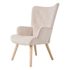 Modern Single Sofa Chair - Beige Solid Wood Leisure Chair High Back Armchair NEW
