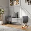 Grey Linen Fabric Ottoman Storage Bench Bed End Stool Pouffe Seat with Oak Legs