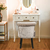 Soft Dressing Table Chair Vanity Makeup Stool Dining Seat Pouffe with Wood Legs