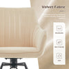 2x Beige 360° Swivel Dining Chairs Velvet Padded Seat Dining Room Chair Modern
