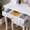 White Dressing Table with Mirror and Stool, 5 Drawers for Storage, 75x40x141.5cm