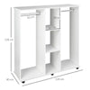 Mobile Open Wardrobe Storage Shelves w/6 Wheels Clothes Hanging Rail White