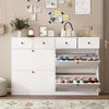 2 Slip Drawer Shoe Cabinet Large 4-Tier Wooden Shoe Storage Cupboard Organiser