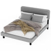 Double Size Upholstered Bed Frame w/ Sheep Plush Headboard，Wooden Slats Zldtfncs