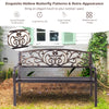 Patio Garden Bench w/Round Armrests & Curved Seat-Antique Brass