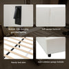 Double Bed Frame with Beige Upholstered Headboard 4ft6 Bed Frame with LED Light