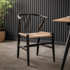 Dining Chairs Set of 2 Modern Wishbone Solid Metal Frame Chair, WOOD BLACK