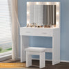 Dressing Table w/ Large Mirror & Stool,Vanity Table with Adjustable Brightnes UK
