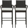 Outdoor Wicker Barstools Set of 2 Metal Frame Patio PE Rattan Bar Chairs