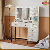 White Dressing Table Makeup Desk and 5 Drawers, 11 LED Bulbs Mirror Vanity Set