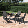 Black Gloss Glass Top Garden Table Outdoor Patio Bistro Coffee Table Metal Frame