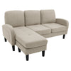 L Shape Corner Sofa Linen 3 Seater Sectional Sofa Couch with Chaise Lounge Beige