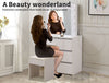 Levede Dressing Table Vanity Set Stool Makeup LEDs Mirror Jewellery Organizer