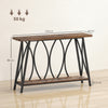Narrow Console Table, Industrial 2-Tier Sofa Table with Shelf, Rustic Brown