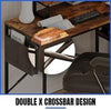 L-Shaped Home Computer Desk Table Writing With Fabric Pocket Hook Storage Shelf