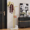 Gold Dual Pole Clothes Stand Coat Garment Rack Hanger with Marble Base