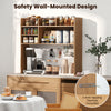COSTWAY Desktop Bookshelf Desk Hutch Shelf for Computer Monitor-Natural