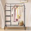 Rolling Double Clothes Rail Hanging Rack Garment DisplayStand Shoe Storage Shelf