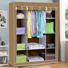 PRACTICAL FABRIC CANVAS WARDROBE HANGING RAIL SHELVING CLOTHES STORAGE CUPBOARD
