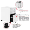 File cabinet 3 Drawer Modern Steel Drawers Filing Cabinet w/ 5 Wheels Lock White
