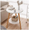 55cm 2-Tier Round Wood Side End Table Living Room With Shelf Bedside Nightstand