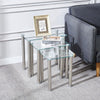 3pcs Clear Tempered Glass Nested Tables Side End Tables Stainless Steel Tubes
