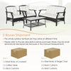 4 Pieces Patio Furniture Set Outdoor Rattan Conversation Sofa Set w/ Cushion