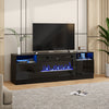Electric Fireplace With TV Stand Unit Cabinet Fire Glass Heater Flame LivingRoom