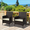 2 Pieces Outdoor Rattan Armchair Garden Dining Chair Set Coffee
