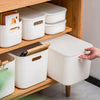 White Storage Boxes with Lid Plastic Storage Basket Cupboard Organiser Stackable