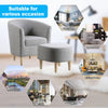 Single Sofa Seat Fabric Upholstered Bucket Back Chair Accent Armchair W/ Ottoman