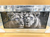 Lion Family Picture Liquid Art Blue Eyes King Queen Crown Mirror Frame 85x45 cm