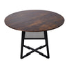 Rustic Brown 120cm Round Wooden Dining Table Steel Frame with Storage Shelf