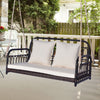Hanging Outdoor Swing Bench 2-Person Patio Wicker Swing Chair-White