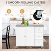 113x46CM Rolling Kitchen Island Cart Utility Storage Cart w/5 Wheels White