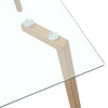 Clear Tempered Glass Rectangle Table Dining Stand with Wood Effect Metal Legs UK