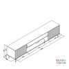 200cm TV Unit – Fluted Fronts, 2 Doors, Drawer, Gold Legs & Handles, Modern Luxe