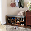 Rustic Brown Shoe Bench Seat Cushion Shoe Rack Storage Cabinet Shelf Organiser
