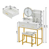 Dressing Table Vanity Set with Dimmable LED Light Mirror Socket Stool 2 Drawers
