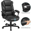 Office Chair PU Leather Desk Chair Computer Swivel Chair with Back Support Black