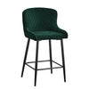 2 pcs Faux Leather / Velvet Bar Stools Diamond Design Soft Upholstered Seat Back