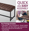 Dining Bench, Brown Leather Effect Fabric Seat Bench with Black Metal Legs 110cm