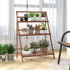 Garden Foldable Flower Pot Display Shelf 3-tier Ladder Plants Holder-Coffee