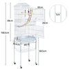 Parrot Cage Bird Cage Metal Budgies Cage with Roof Top&Toys with Rolling Stand