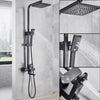 Bathroom Shower Mixer Set 8'' Square Black Taps Twin Over Head Exposed Valve Bar