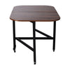 Brown Mobile Arc-edged Drop Leaf Table, Folding Kitchen Dining Table w/ 6 Wheels