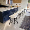 Set of 4 Velvet Kitchen Counter Island Bar Stools with Backs Cream Fabric