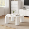 White Round Coffee Table Wooden Painted Coffee Table with 4 Legs for Living Room
