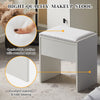 Dressing Table with Large LED Mirror Wood Makeup Desk 3 Drawers Stool White